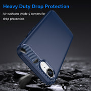 For iPhone SE 2024 Brushed Texture Carbon Fiber TPU Phone Case(Blue)