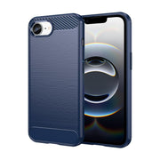 For iPhone SE 2024 Brushed Texture Carbon Fiber TPU Phone Case(Blue)