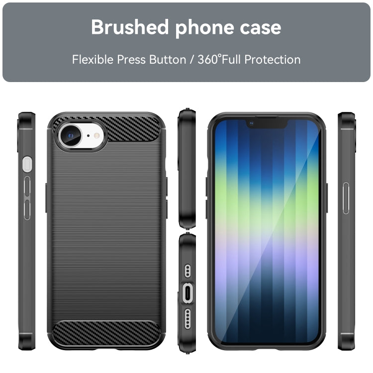 For iPhone SE 2024 Brushed Texture Carbon Fiber TPU Phone Case(Black)