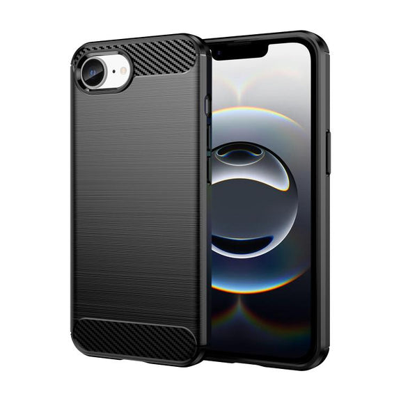 For iPhone SE 2024 Brushed Texture Carbon Fiber TPU Phone Case(Black)