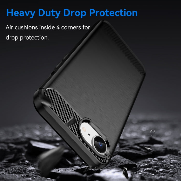 For iPhone SE 2024 Brushed Texture Carbon Fiber TPU Phone Case(Black)