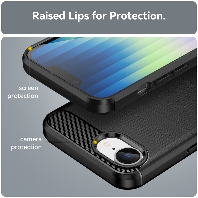 For iPhone SE 2024 Brushed Texture Carbon Fiber TPU Phone Case(Black)