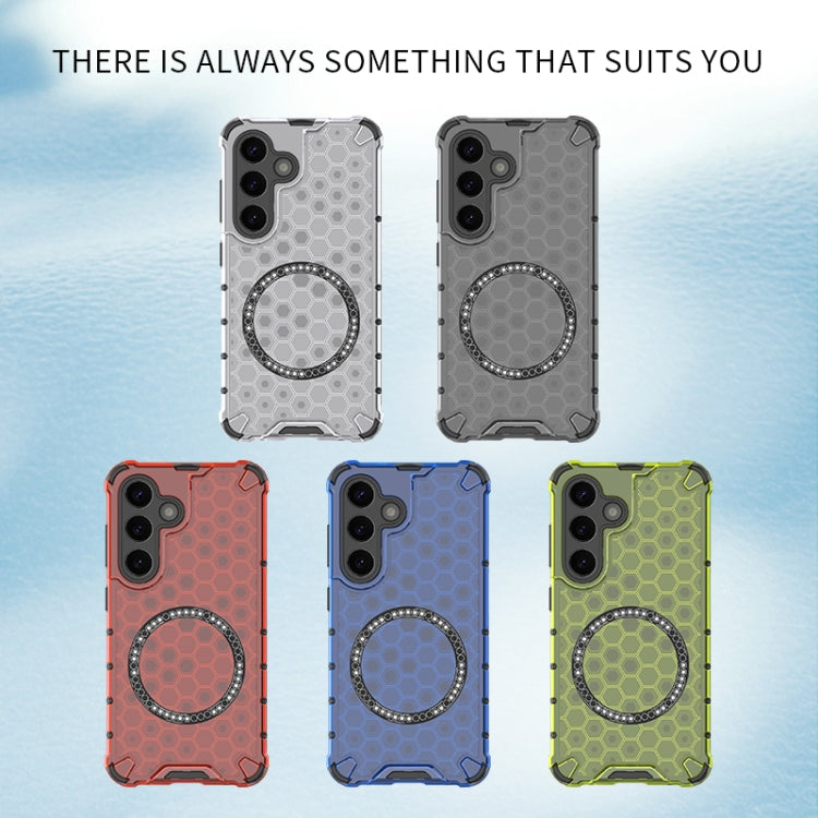For Samsung Galaxy S25 Ultra 5G Honeycomb Magnetic Ring Shockproof Phone Case(White)