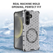 For Samsung Galaxy S25 Ultra 5G Honeycomb Magnetic Ring Shockproof Phone Case(Red)