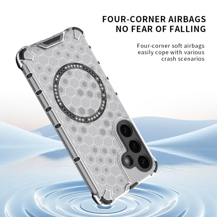 For Samsung Galaxy S25 Ultra 5G Honeycomb Magnetic Ring Shockproof Phone Case(Blue)