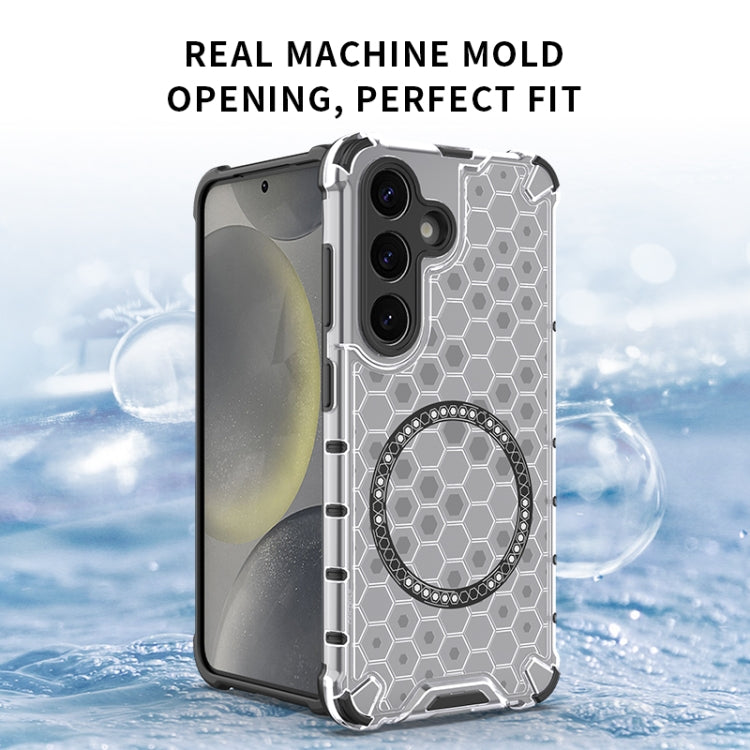 For Samsung Galaxy S25 Ultra 5G Honeycomb Magnetic Ring Shockproof Phone Case(Blue)