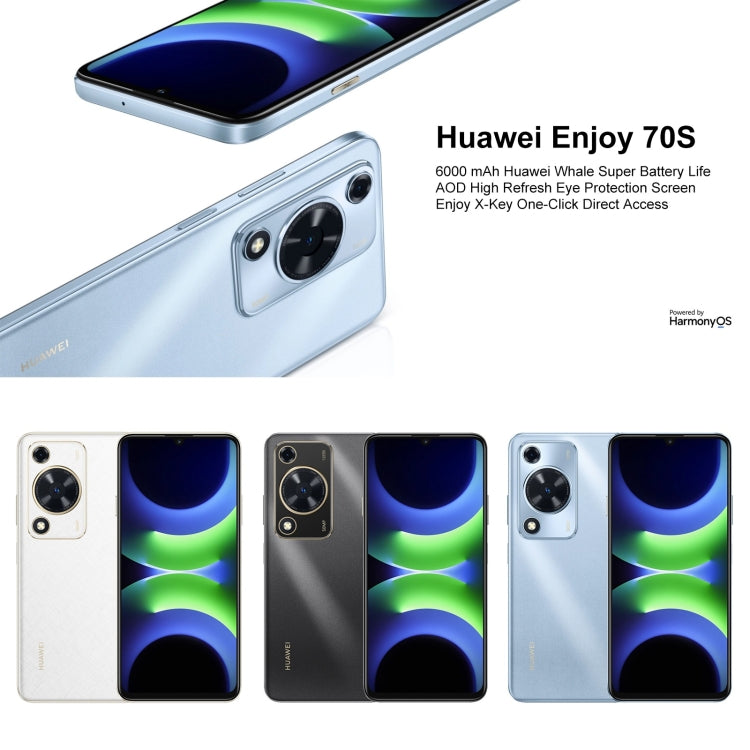 HUAWEI Enjoy 70S, 8GB+128GB, Side Fingerprint Identification, 6.75 inch HarmonyOS 4.2 Octa Core 2.4GHz, Network: 4G, Not Support Google Play(White)
