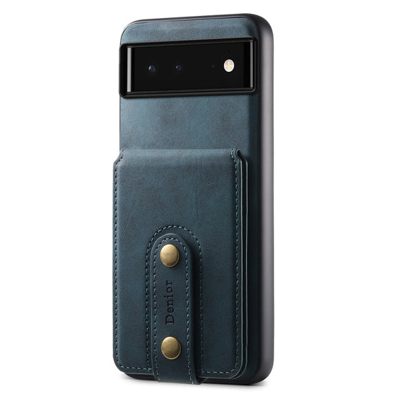 For Google Pixel 6 Denior D14 NK Retro Pattern MagSafe Magnetic Card Holder Leather Phone Case(Blue)