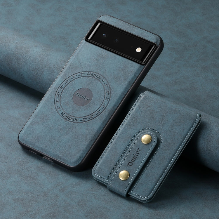 For Google Pixel 6 Denior D14 NK Retro Pattern MagSafe Magnetic Card Holder Leather Phone Case(Blue)