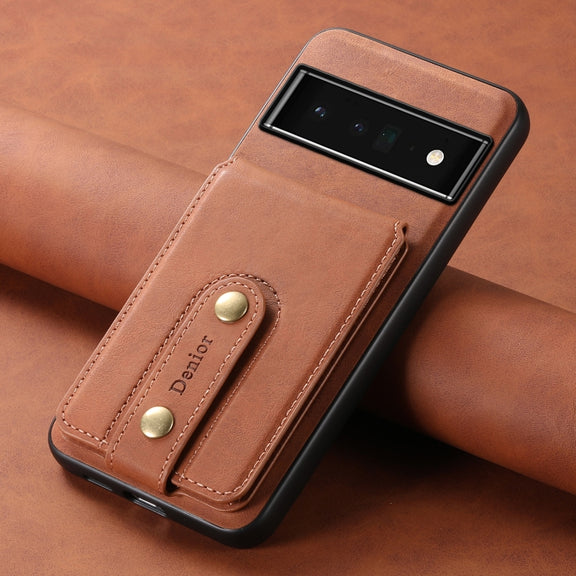 For Google Pixel 6 Pro Denior D14 NK Retro Pattern MagSafe Magnetic Card Holder Leather Phone Case(Brown)