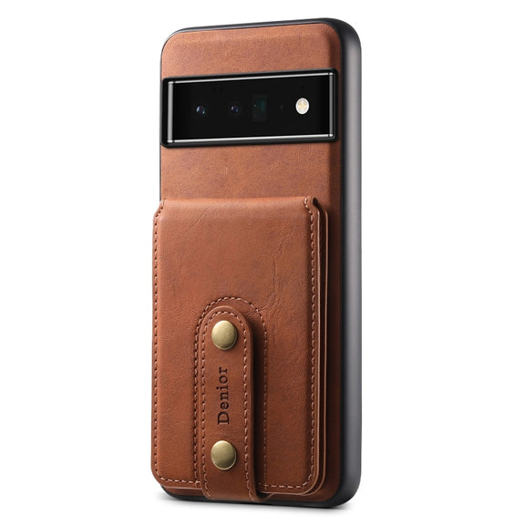 For Google Pixel 6 Pro Denior D14 NK Retro Pattern MagSafe Magnetic Card Holder Leather Phone Case(Brown)