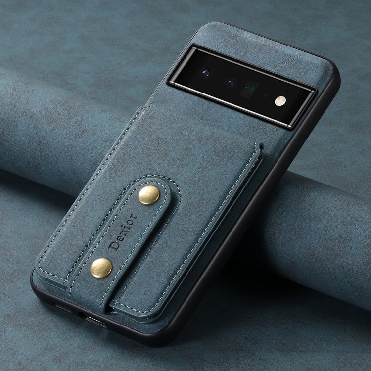 For Google Pixel 6 Pro Denior D14 NK Retro Pattern MagSafe Magnetic Card Holder Leather Phone Case(Blue)