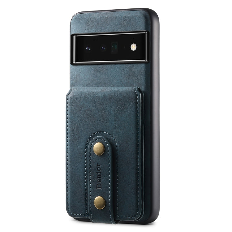 For Google Pixel 6 Pro Denior D14 NK Retro Pattern MagSafe Magnetic Card Holder Leather Phone Case(Blue)