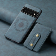 For Google Pixel 6 Pro Denior D14 NK Retro Pattern MagSafe Magnetic Card Holder Leather Phone Case(Blue)