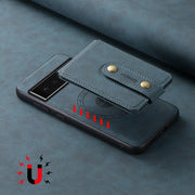 For Google Pixel 6 Pro Denior D14 NK Retro Pattern MagSafe Magnetic Card Holder Leather Phone Case(Blue)