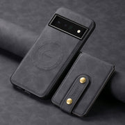 For Google Pixel 6 Pro Denior D14 NK Retro Pattern MagSafe Magnetic Card Holder Leather Phone Case(Black)