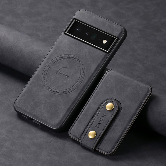 For Google Pixel 6 Pro Denior D14 NK Retro Pattern MagSafe Magnetic Card Holder Leather Phone Case(Black)