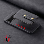 For Google Pixel 6 Pro Denior D14 NK Retro Pattern MagSafe Magnetic Card Holder Leather Phone Case(Black)