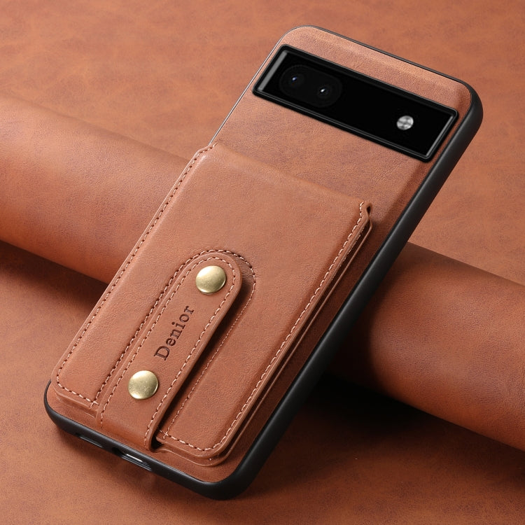 For Google Pixel 6a Denior D14 NK Retro Pattern MagSafe Magnetic Card Holder Leather Phone Case(Brown)