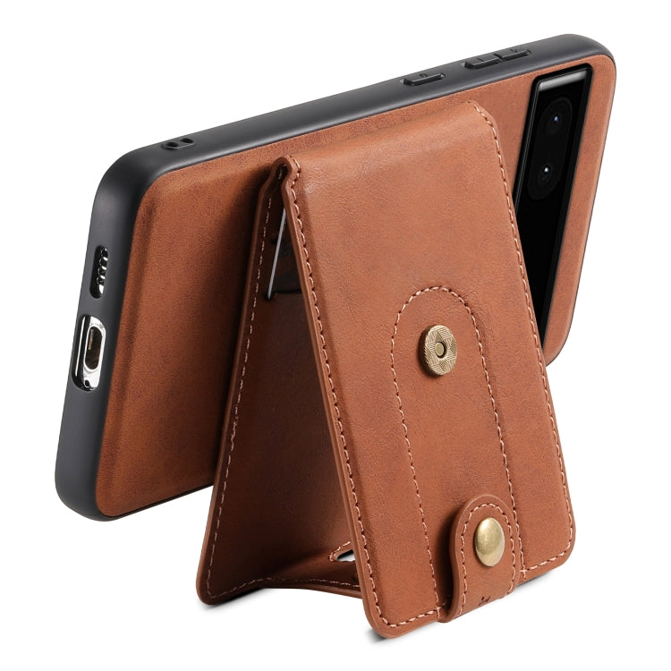 For Google Pixel 6a Denior D14 NK Retro Pattern MagSafe Magnetic Card Holder Leather Phone Case(Brown)