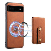 For Google Pixel 6a Denior D14 NK Retro Pattern MagSafe Magnetic Card Holder Leather Phone Case(Brown)