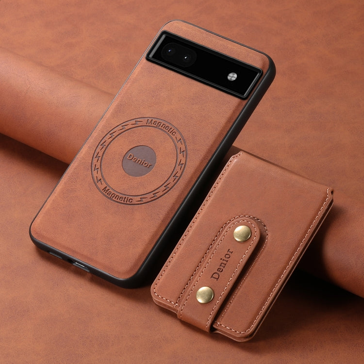 For Google Pixel 6a Denior D14 NK Retro Pattern MagSafe Magnetic Card Holder Leather Phone Case(Brown)