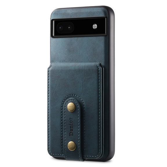 For Google Pixel 6a Denior D14 NK Retro Pattern MagSafe Magnetic Card Holder Leather Phone Case(Blue)