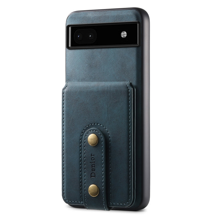 For Google Pixel 6a Denior D14 NK Retro Pattern MagSafe Magnetic Card Holder Leather Phone Case(Blue)