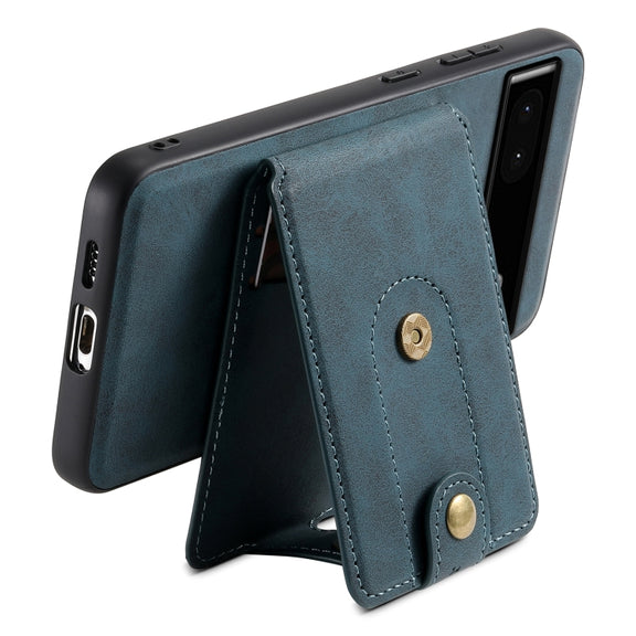 For Google Pixel 6a Denior D14 NK Retro Pattern MagSafe Magnetic Card Holder Leather Phone Case(Blue)