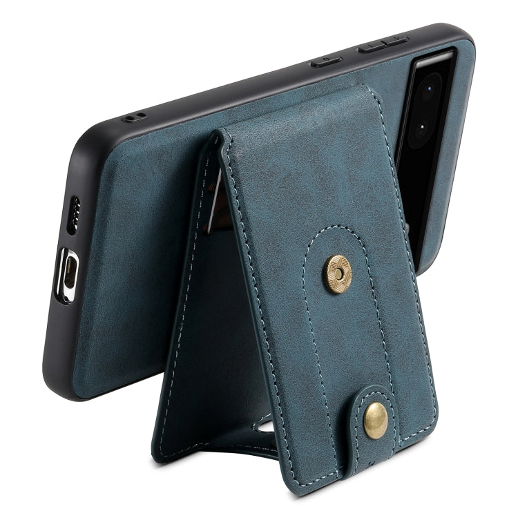 For Google Pixel 6a Denior D14 NK Retro Pattern MagSafe Magnetic Card Holder Leather Phone Case(Blue)
