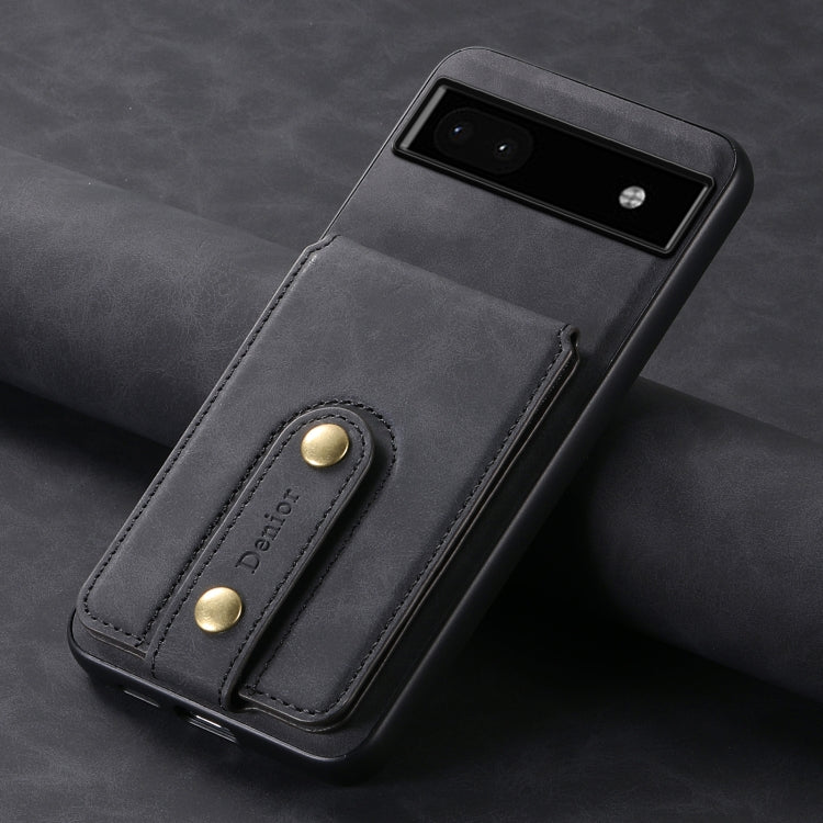 For Google Pixel 6a Denior D14 NK Retro Pattern MagSafe Magnetic Card Holder Leather Phone Case(Black)