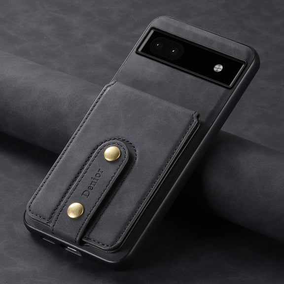 For Google Pixel 6a Denior D14 NK Retro Pattern MagSafe Magnetic Card Holder Leather Phone Case(Black)