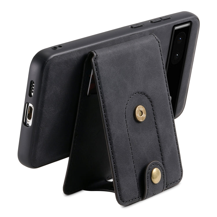 For Google Pixel 6a Denior D14 NK Retro Pattern MagSafe Magnetic Card Holder Leather Phone Case(Black)
