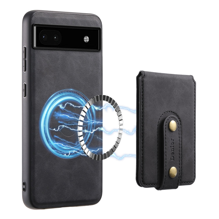 For Google Pixel 6a Denior D14 NK Retro Pattern MagSafe Magnetic Card Holder Leather Phone Case(Black)