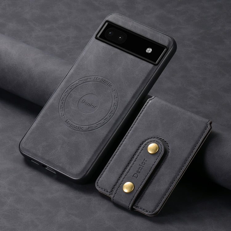 For Google Pixel 6a Denior D14 NK Retro Pattern MagSafe Magnetic Card Holder Leather Phone Case(Black)