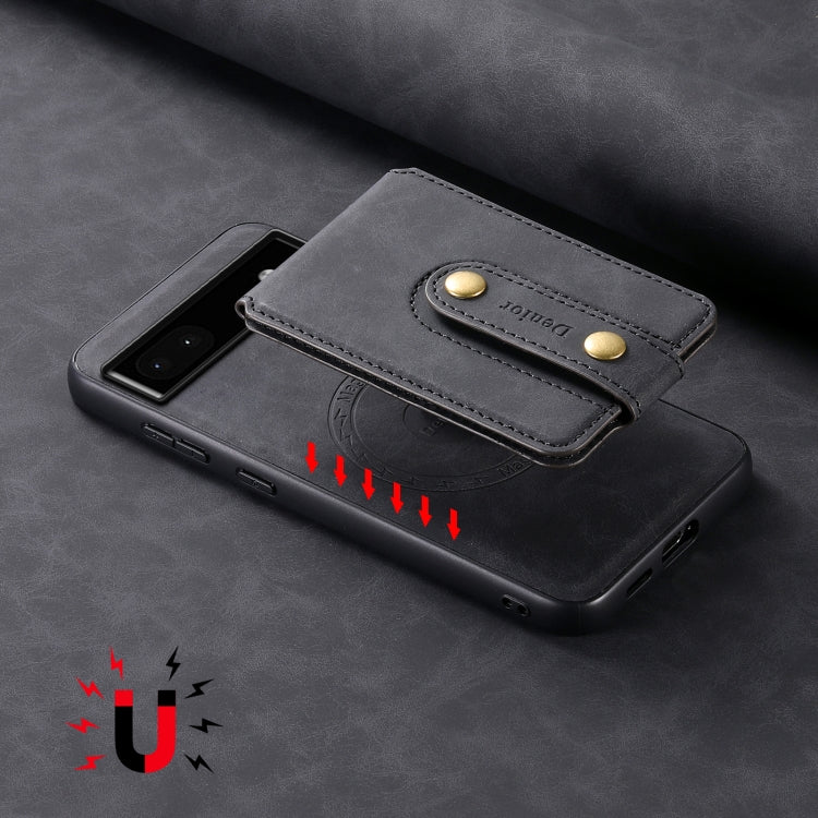 For Google Pixel 6a Denior D14 NK Retro Pattern MagSafe Magnetic Card Holder Leather Phone Case(Black)