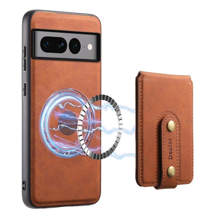 For Google Pixel 7 Pro 5G Denior D14 NK Retro Pattern MagSafe Magnetic Card Holder Leather Phone Case(Brown)