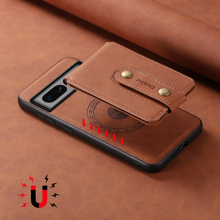 For Google Pixel 7 Pro 5G Denior D14 NK Retro Pattern MagSafe Magnetic Card Holder Leather Phone Case(Brown)