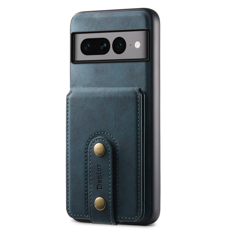 For Google Pixel 7 Pro 5G Denior D14 NK Retro Pattern MagSafe Magnetic Card Holder Leather Phone Case(Blue)