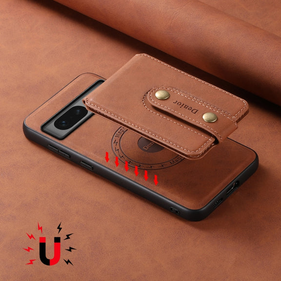 For Google Pixel 7 5G Denior D14 NK Retro Pattern MagSafe Magnetic Card Holder Leather Phone Case(Brown)