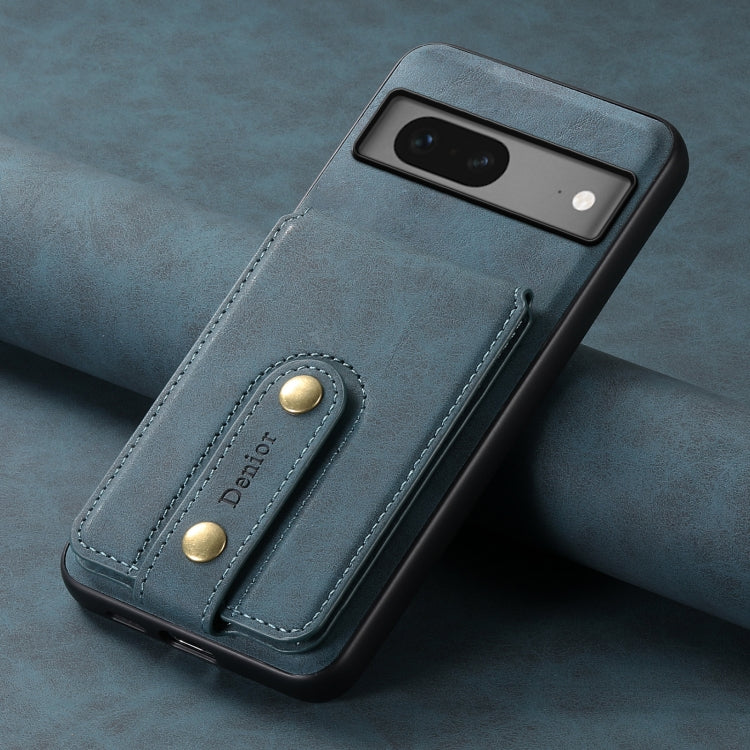 For Google Pixel 7 5G Denior D14 NK Retro Pattern MagSafe Magnetic Card Holder Leather Phone Case(Blue)