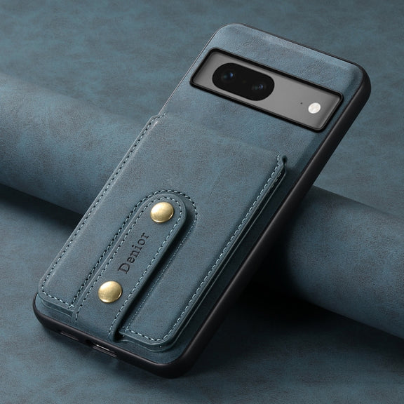 For Google Pixel 7 5G Denior D14 NK Retro Pattern MagSafe Magnetic Card Holder Leather Phone Case(Blue)
