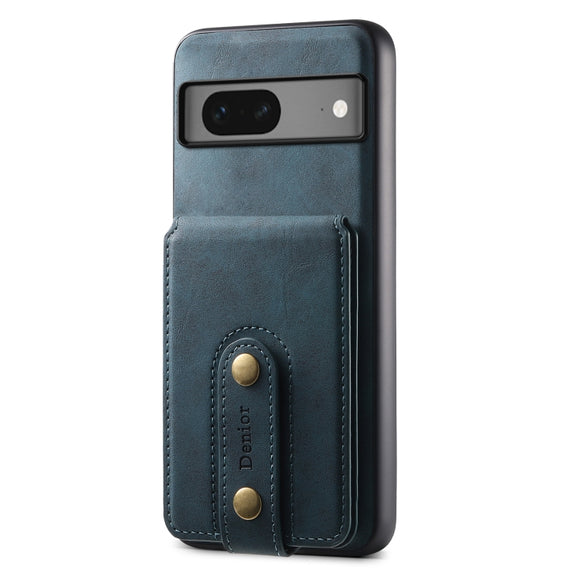 For Google Pixel 7 5G Denior D14 NK Retro Pattern MagSafe Magnetic Card Holder Leather Phone Case(Blue)