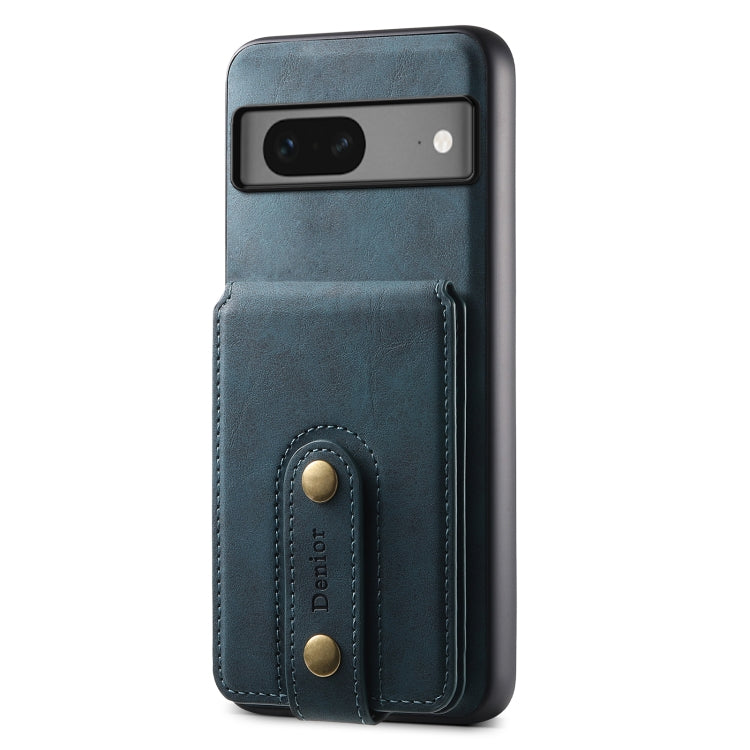 For Google Pixel 7 5G Denior D14 NK Retro Pattern MagSafe Magnetic Card Holder Leather Phone Case(Blue)
