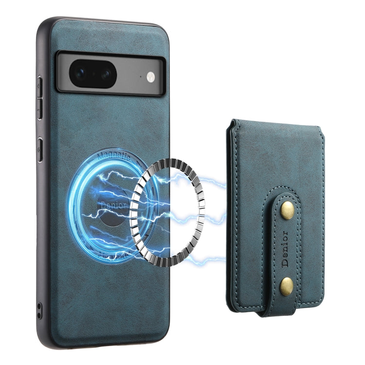 For Google Pixel 7 5G Denior D14 NK Retro Pattern MagSafe Magnetic Card Holder Leather Phone Case(Blue)