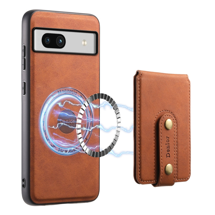 For Google Pixel 7a Denior D14 NK Retro Pattern MagSafe Magnetic Card Holder Leather Phone Case(Brown)