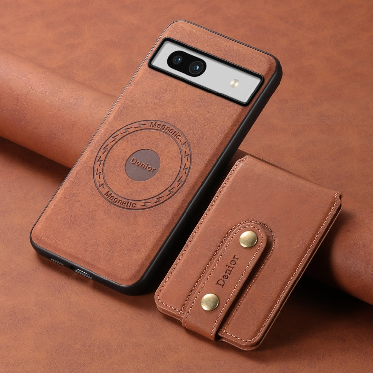 For Google Pixel 7a Denior D14 NK Retro Pattern MagSafe Magnetic Card Holder Leather Phone Case(Brown)
