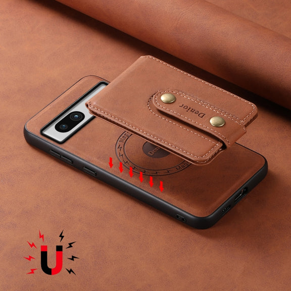 For Google Pixel 7a Denior D14 NK Retro Pattern MagSafe Magnetic Card Holder Leather Phone Case(Brown)
