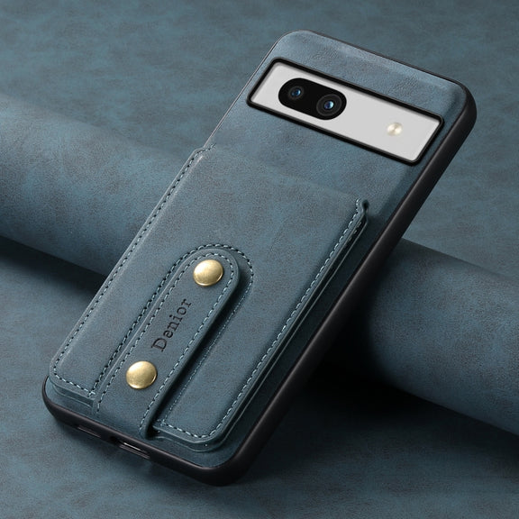 For Google Pixel 7a Denior D14 NK Retro Pattern MagSafe Magnetic Card Holder Leather Phone Case(Blue)