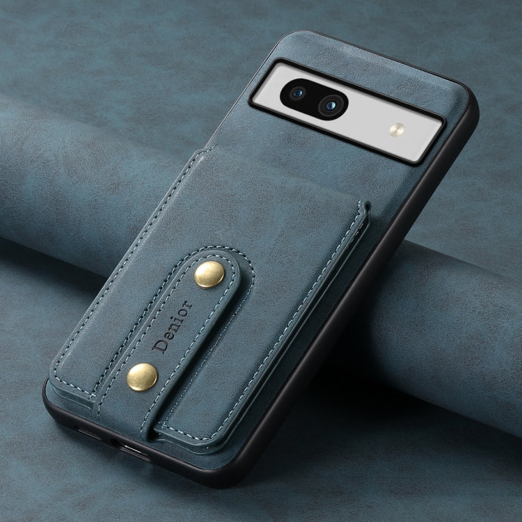 For Google Pixel 7a Denior D14 NK Retro Pattern MagSafe Magnetic Card Holder Leather Phone Case(Blue)